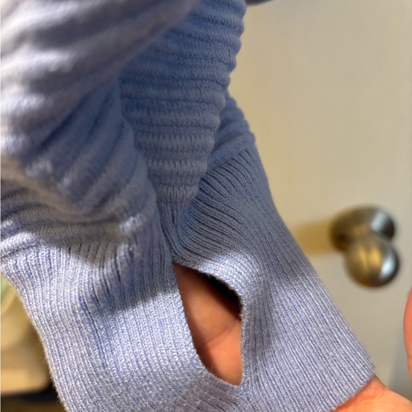 aerie OFFLINE™ Ribbed Off-the-Shoulder Sweater in Periwinkle Blue - Picture 3 of 4